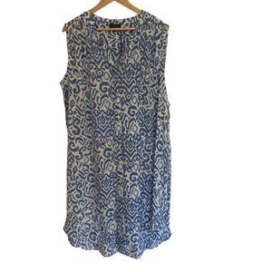 NWT Tamara H Blue & White Button Down Cover Up 2X